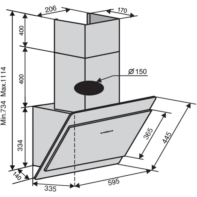 Замовити Витяжка VENTOLUX TOSCANA 60 BK (1000) TC