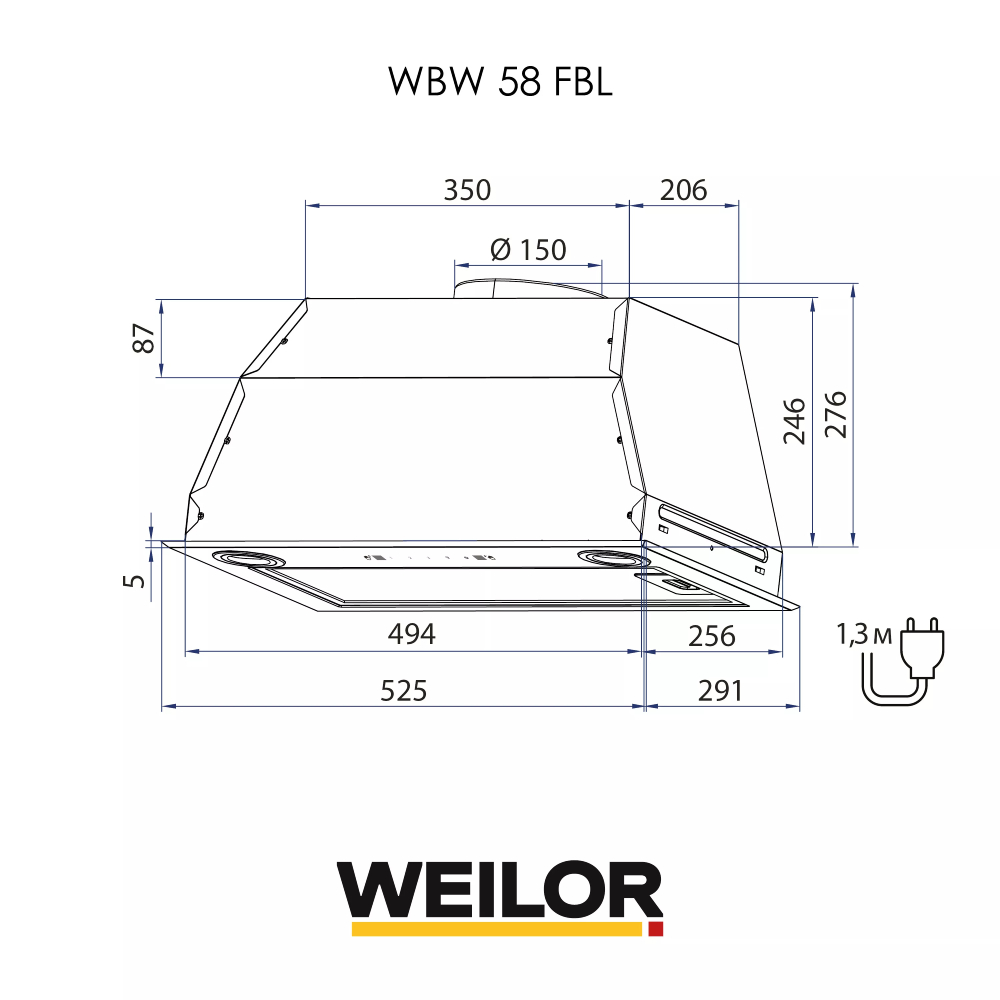 Изображение Вытяжка WEILOR WBW 58 FBL Black (0420172)