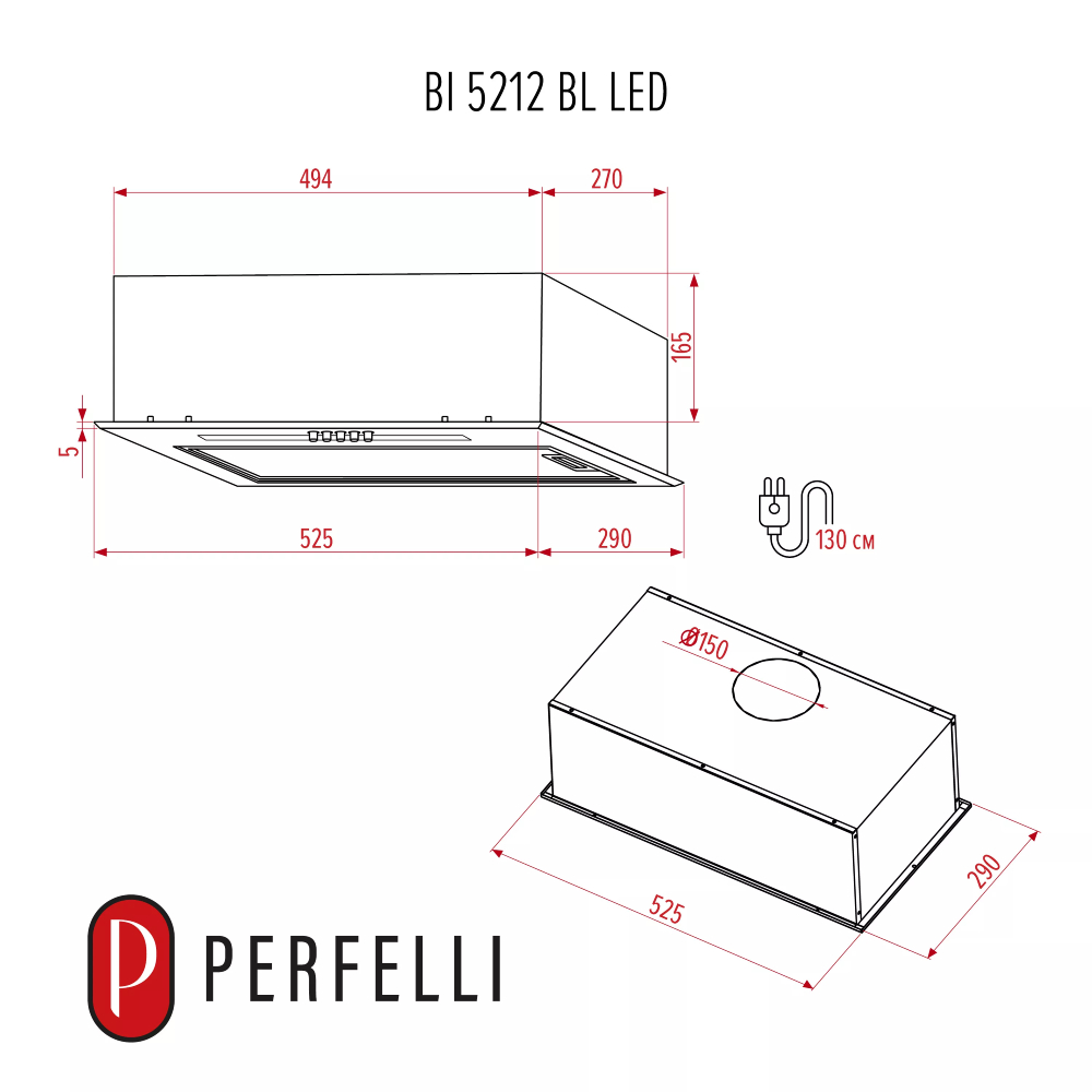 В інтернет магазині Витяжка PERFELLI BI 5212 BL LED (0420150)