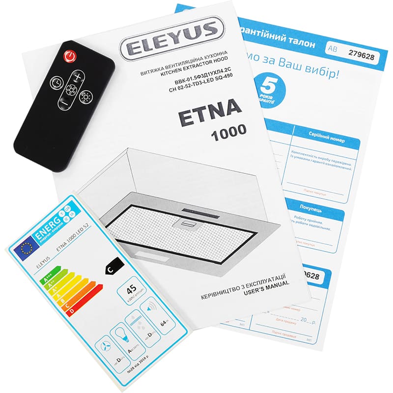 В Фокстрот Вытяжка ELEYUS ETNA 1000 LED 52 BL