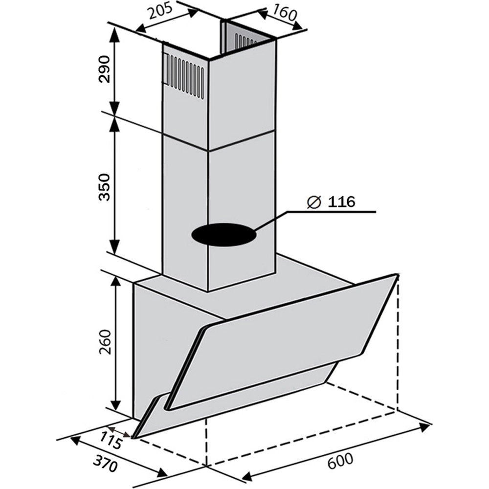 Фото Вытяжка VENTOLUX RIMINI 60 BK (650) PB SL