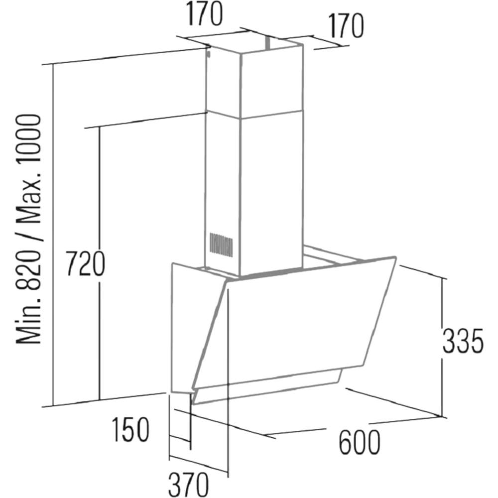 Витяжка CATA Juno 6000 gbk (02027700) Діаметр повітропровода 150