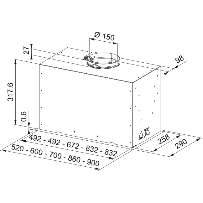 Внешний вид Вытяжка FRANKE Box Flush Basic FBFE BK A70 (305.0728.431)