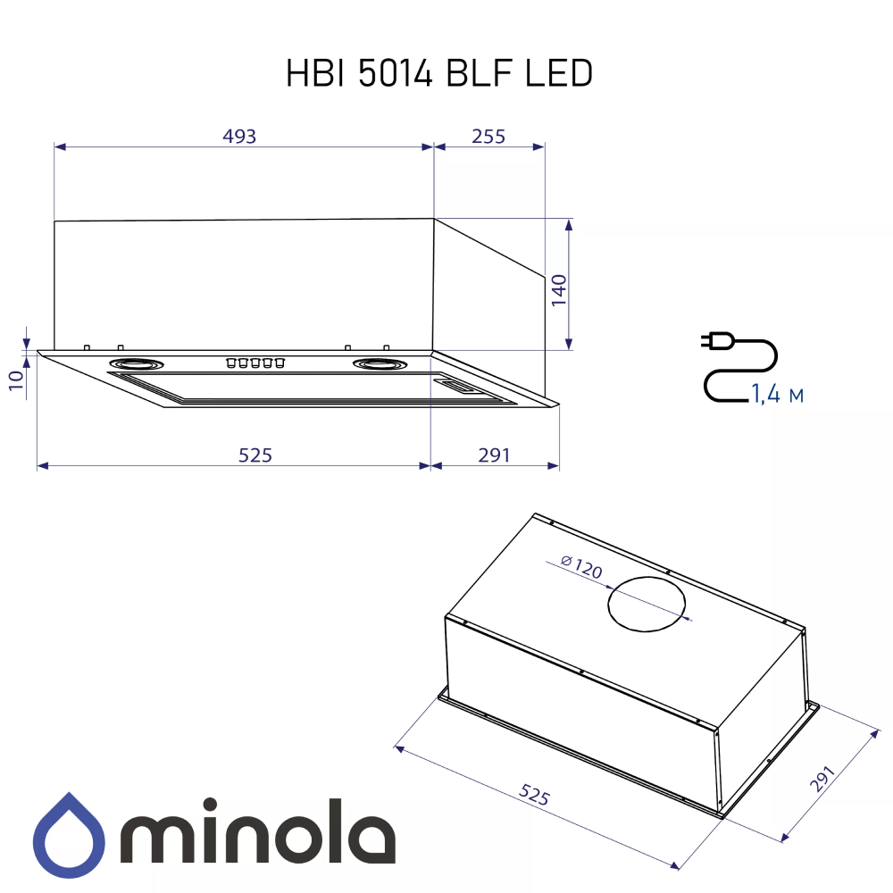 Изображение Вытяжка MINOLA HBI 5014 BLF LED (0420176)