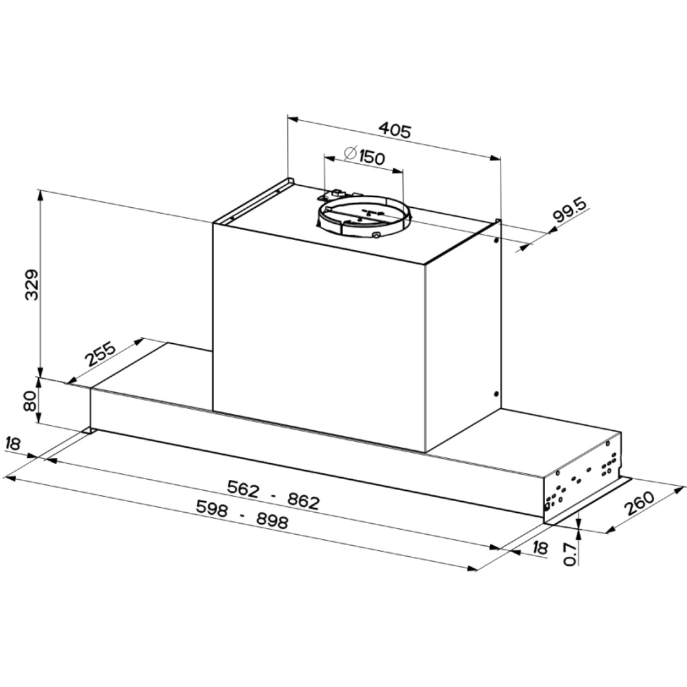 Витяжка FABER Ultra Slim X Kl A90 Діаметр повітропровода 150