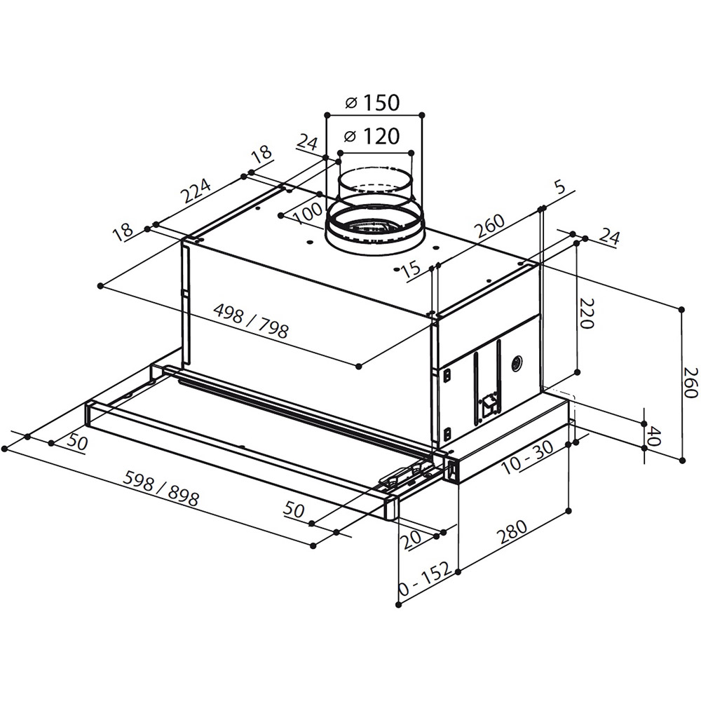 Вытяжка FABER Maxima Ng Eco Ev8 Wh A90 Диаметр воздуховода 150