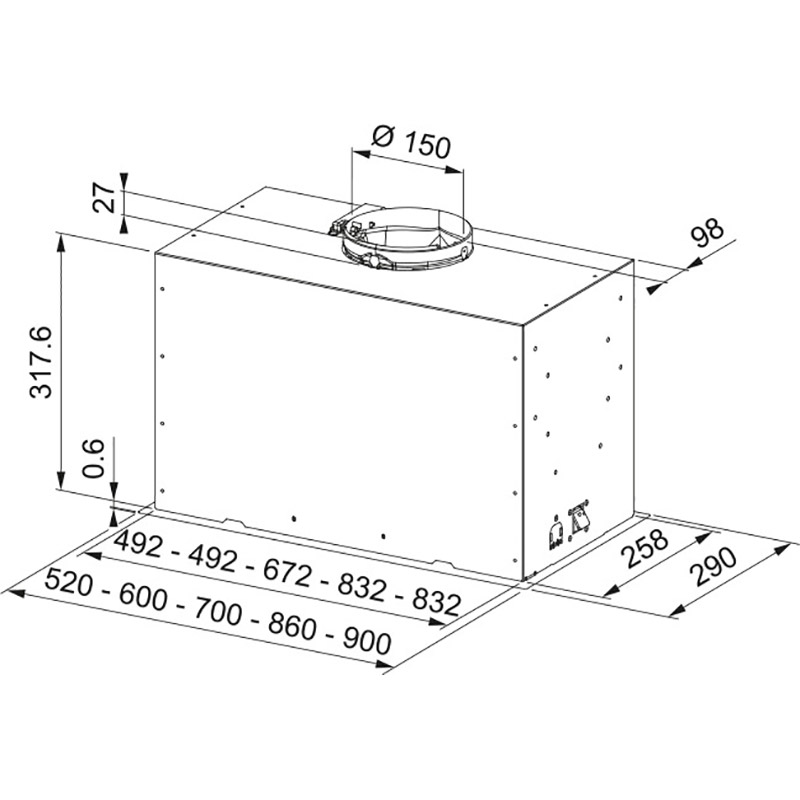 Зовнішній вигляд Витяжка FRANKE Box Flush Basic FBFE BK A52