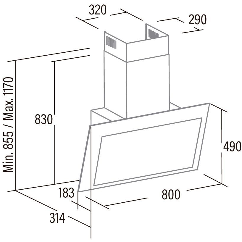 Витяжка CATA Thalassa 800 xggr (02145506) Диаметр воздуховода 150