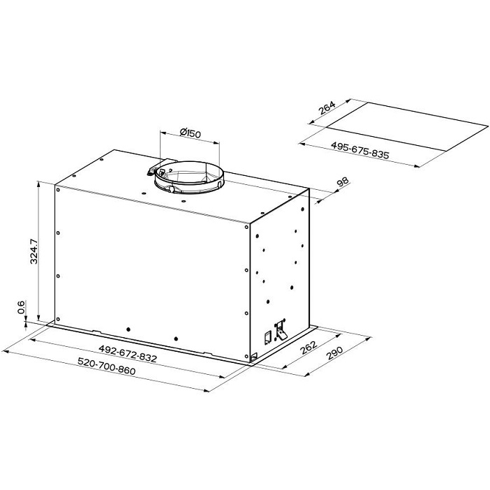 Витяжка FABER Inka Lux Premium Bk Matt A70 Kl Мощность мотора 250