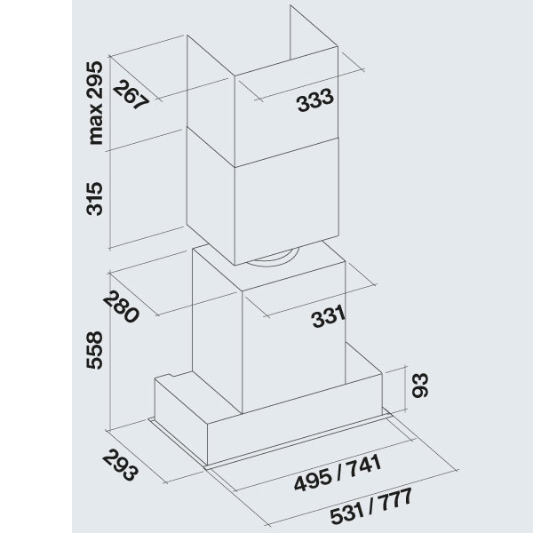 Вытяжка FALMEC GRUPPO INCASSO NRS PLUS 50 Stainless Steel Диаметр воздуховода 150