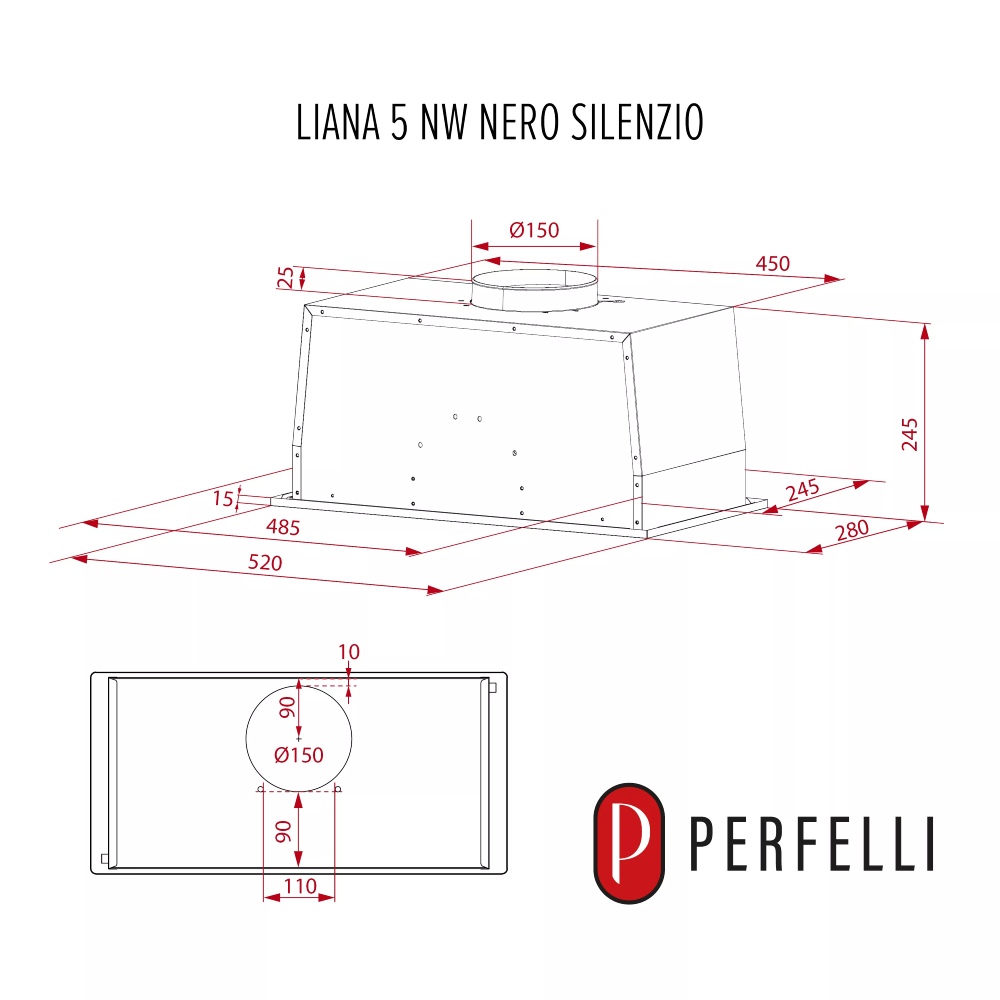 В Україні Витяжка PERFELLI LIANA 5 NW NERO SILENZIO