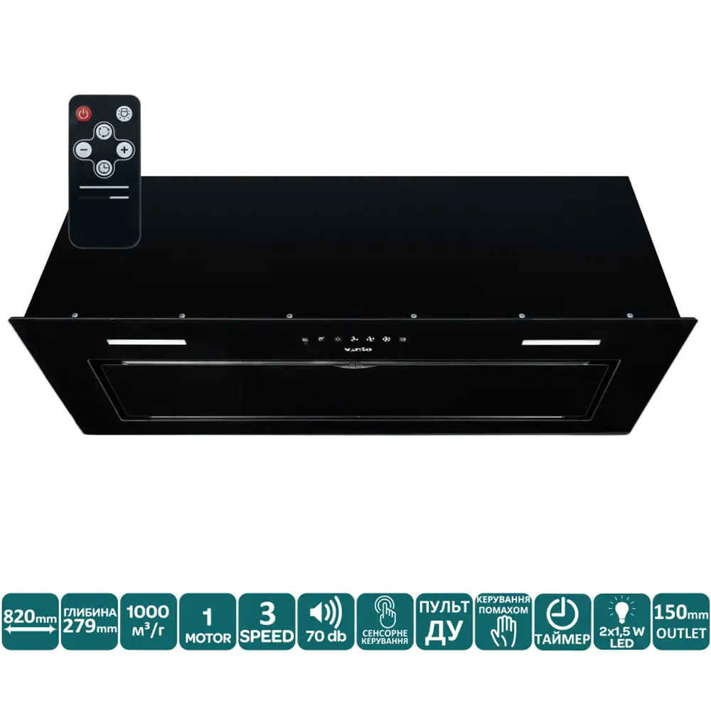 Витяжка VENTOLUX PUNTO 820/279 BGG (1000) TRC MS Діаметр повітропровода 150