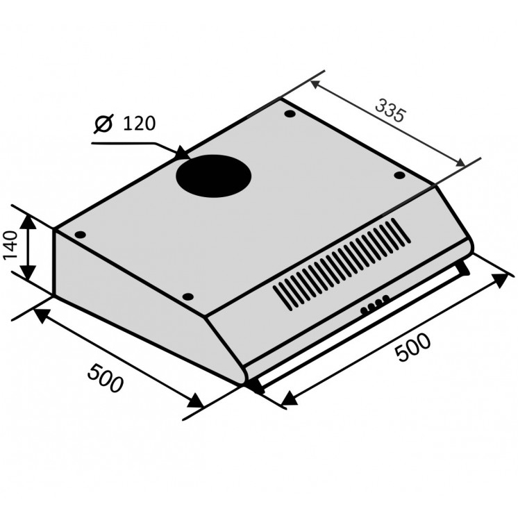 Зовнішній вигляд Витяжка VENTOLUX ROMA 50 WH LUX