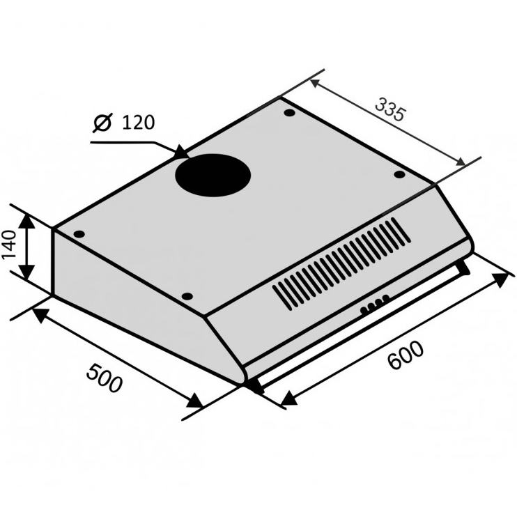 Зовнішній вигляд Витяжка VENTOLUX ROMA 60 INOX LUX