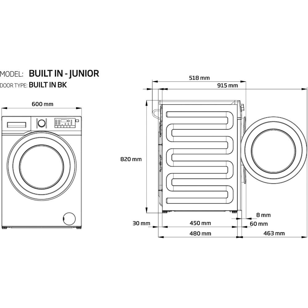 Вбудована пральна машина BEKO WITC 7612 B0W Клас віджиму (залишковий вміст вологи) В (45-53 %)