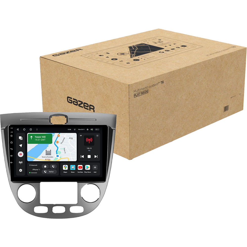 Автомагнітола GAZER T6009-J200 PRO MAX для Buick Excelle Hrv 2004-2013 Додатково CarPlay; Android Auto; Підтримка кнопок на кермі; Підтримка оригінального підсилювача; Підтримка оригінальної камери; Режим поділу екрана; Голосове керування; ОС: Android 10; Пам'ят: 6/128 гб;