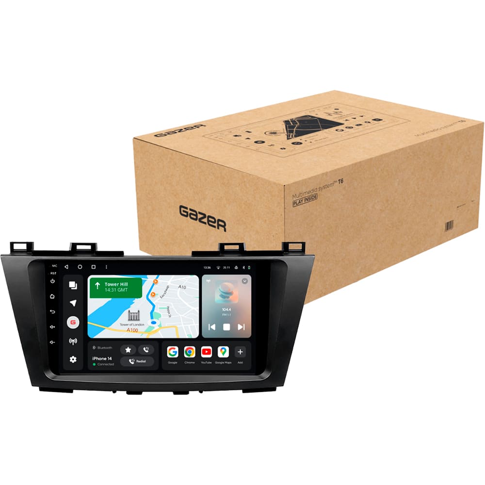 Автомагнітола GAZER T6009-CW PRO MAX (41844) Додатково CarPlay; Android Auto; Мікрофон; Голосове керування; 4G (LTE); 3G; GPS модуль; ОЗУ: 6 Гб, Вбудована пам'ять: 128 Гб; Розділення екрану; Швидке пробудження; Підтримка IPAS; Підтримка PDC; Підтримка TPMS