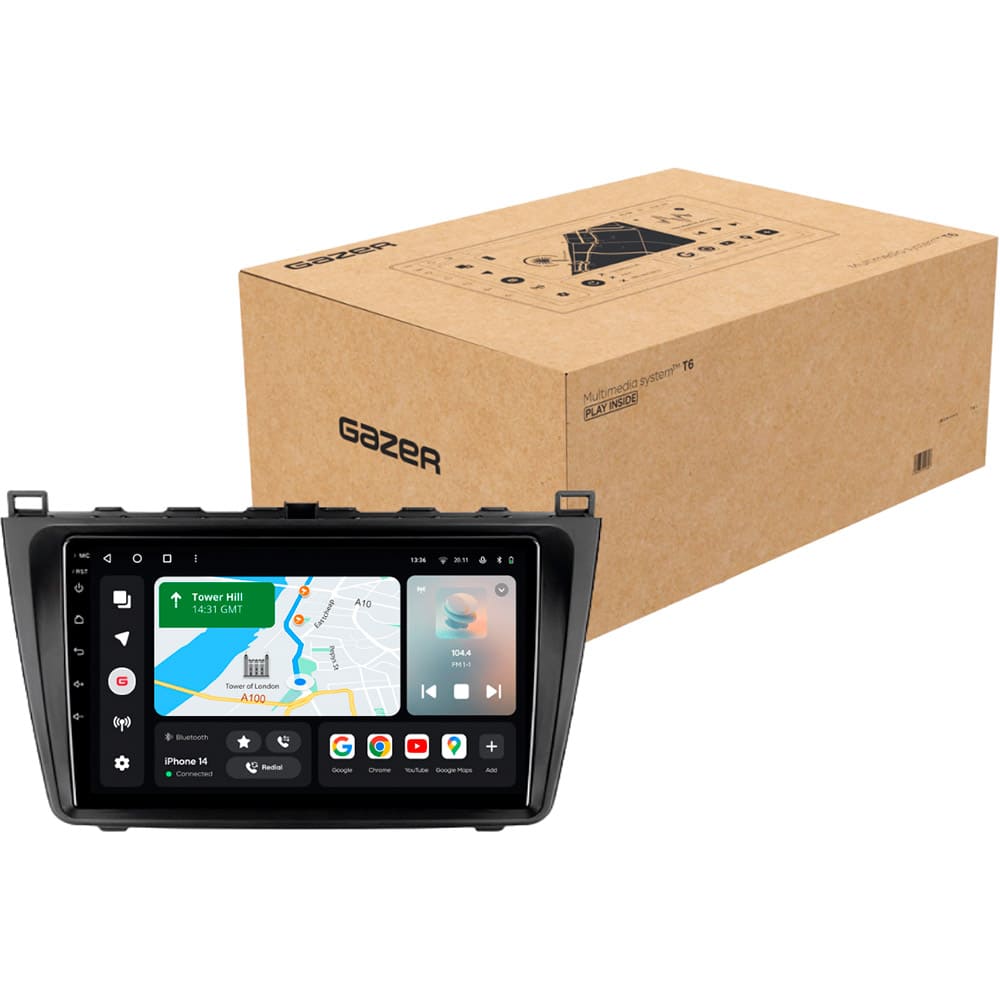 Автомагнітола GAZER T6009-GH PRO MAX (41856) Додатково CarPlay; Android Auto; Мікрофон; Голосове керування; 4G (LTE); 3G; GPS модуль; ОЗУ: 6 Гб, Вбудована пам'ять: 128 Гб; Розділення екрану; Швидке пробудження; Підтримка IPAS; Підтримка PDC; Підтримка TPMS