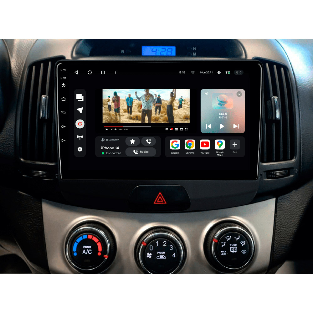 Автомагнітола GAZER T6009-HD PRO MAX для Hyundai Elantra 4 (HD) 2006-2012 Додатково CarPlay; Android Auto; Мікрофон; Голосове керування; 4G (LTE); 3G; GPS модуль; ОЗУ: 6 Гб, Вбудована пам'ять: 128 Гб; Розділення екрану; Швидке пробудження; Голосове керування; Підтримка IPAS; Підтримка PDC; Підтримка TPMS