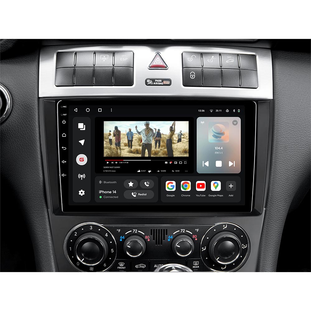 Зовнішній вигляд Автомагнітола GAZER T6009-W203F PRO MAX для Mercedes-Benz C-Class W203, CL203, A209, C209 (42258)