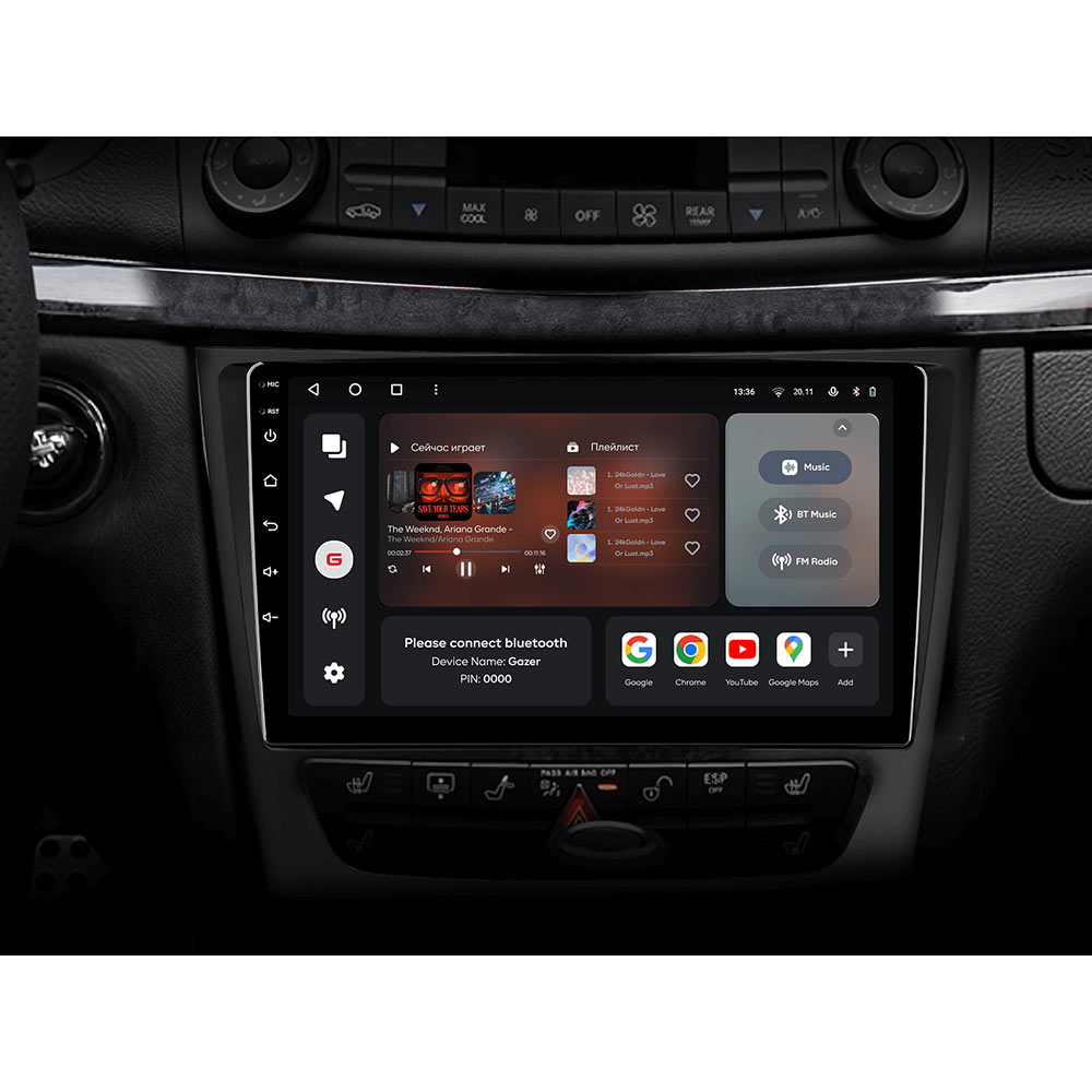 Зовнішній вигляд Автомагнітола GAZER T6009-W211 PRO MAX для Mercedes-Benz E-Class (S211, W211) 2002-2009 (42272)