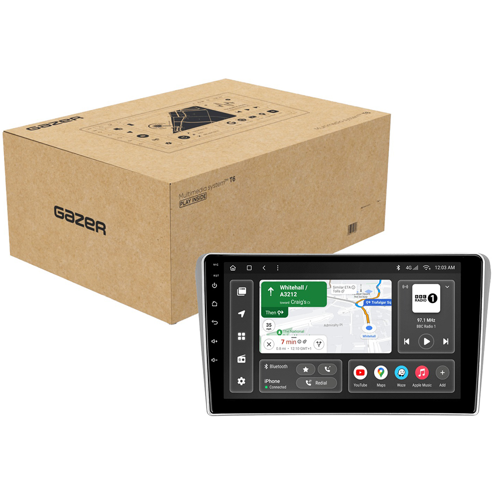 Автомагнітола GAZER T6009-AT250 для Toyota Avensis 2 T250 2003-2009 (77708) Додатково CarPlay; Android Auto; Мікрофон; Голосове керування; 4G (LTE); 3G; GPS-модуль