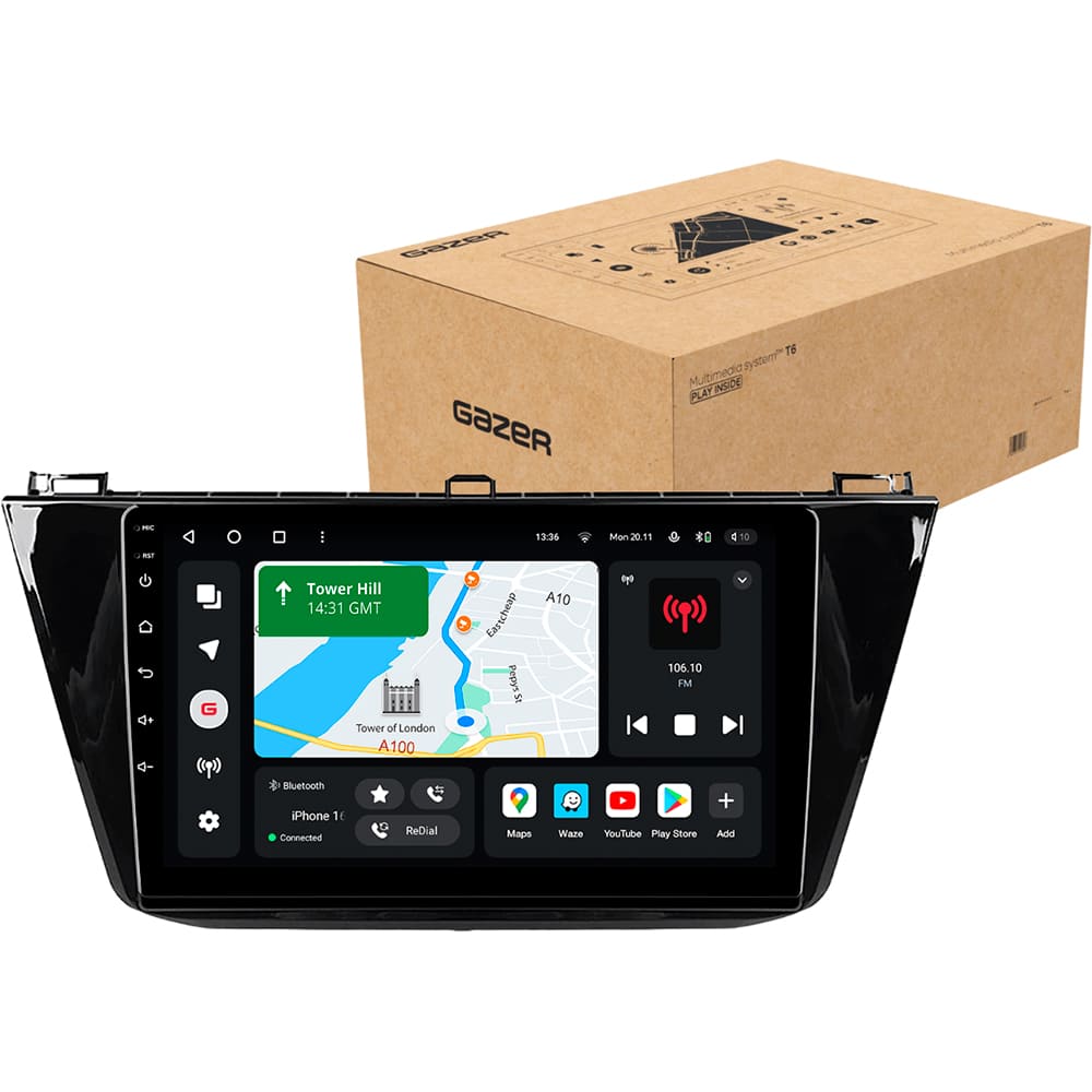 Автомагнитола GAZER T6010-AD/H PRO MAX (46273) Дополнительно CarPlay; Android Auto; Микрофон; Голосовое управление; 4G (LTE); 3G; GPS-модуль; ОЗУ: 6 Гб, Встроенная память: 128 Гб; Разделение экрана; Быстрое пробуждение; Поддержка IPAS; Поддержка PDC; Поддержка TPMS