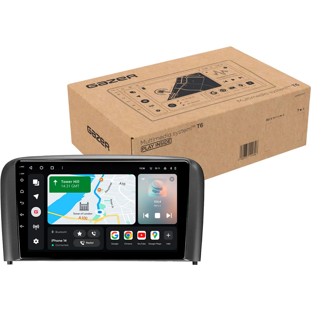 Автомагнитола GAZER T6009-P2 PRO MAX (46301) Дополнительно CarPlay; Android Auto; Микрофон; Голосовое управление; 4G (LTE); 3G; GPS-модуль; ОЗУ: 6 Гб, Встроенная память: 128 Гб; Разделение экрана; Быстрое пробуждение; Поддержка IPAS; Поддержка PDC; Поддержка TPMS