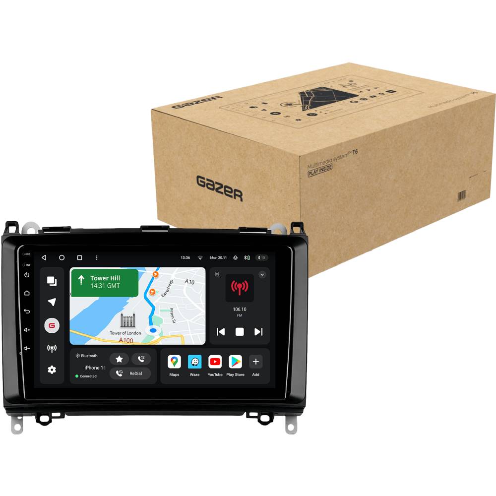 Автомагнітола GAZER T6009-W245 для Mercedes-Benz B-Class (W245) 2005-2011 (78484) Додатково Комплектація: Автомагнітола; Кабелі підключення входів/виходів; Мікрофон; GPS Антена; LTE Антена; USB кабелі; Кріпильні гвинти; Інструкція; SIM-картка
