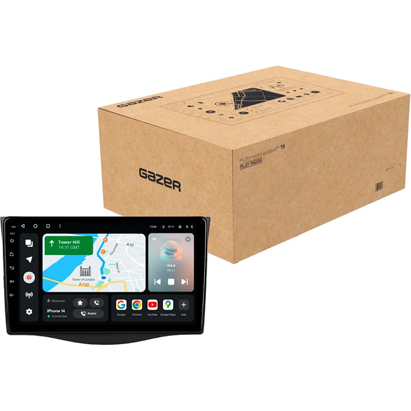 Автомагнітола GAZER T6009-XA30 (78534) Додатково CarPlay; Android Auto; Мікрофон; 4G (LTE); 3G; GPS модуль; ОЗУ: 2 Гб; Вбудована пам'ять: 32 Гб; Розділення екрану; Швидке пробудження; Підтримка IPAS; Підтримка PDC; Підтримка TPMS