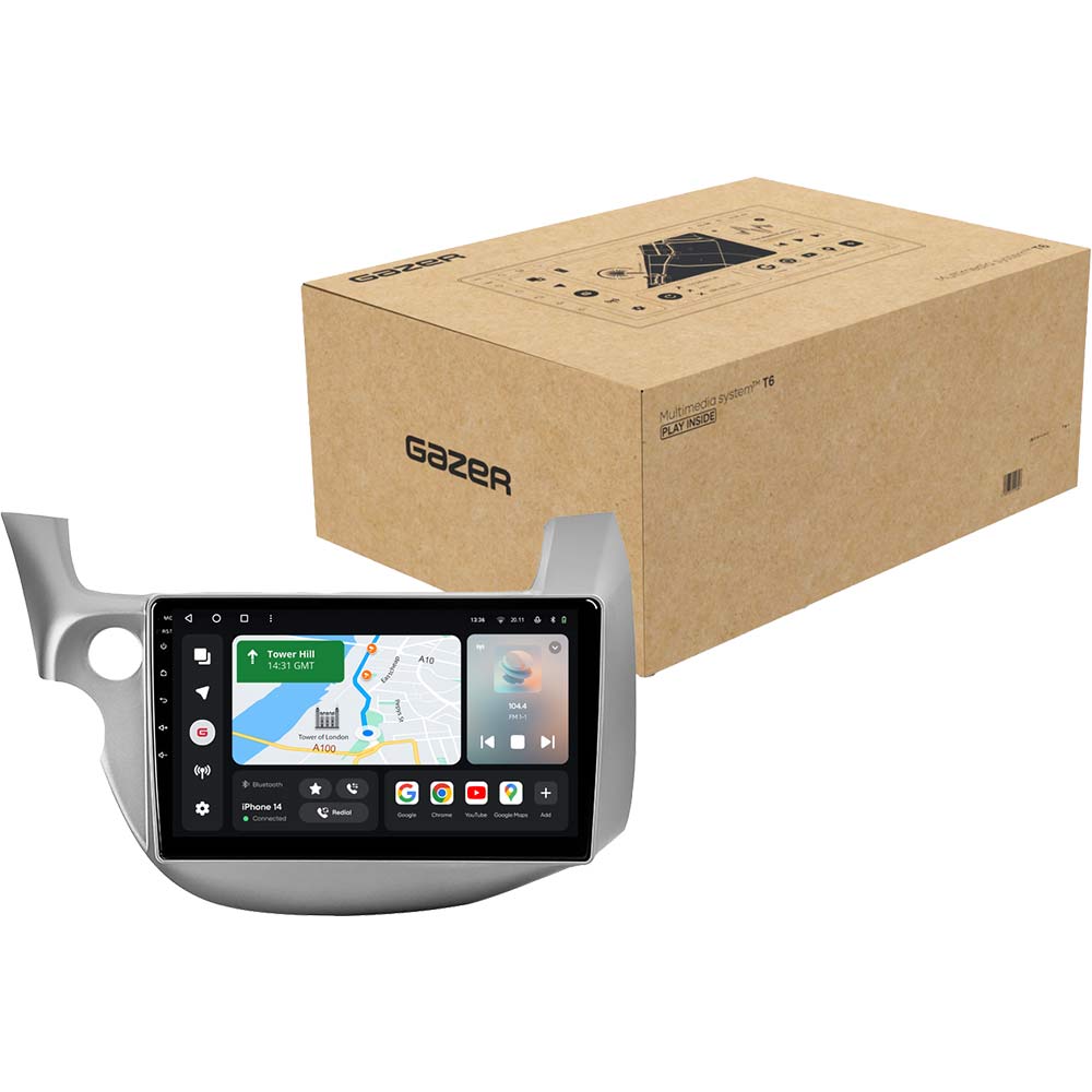 Автомагнітола GAZER T6010-GE для Honda Jazz 2 GG Fit 2 GE 2007-2014 (78770) Додатково Android 10; Пам'ять: 2 Гб/32 Гб; Процесор: 8 ядер 1.6 ГГц; CarPlay; Android Auto; Мікрофон; Голосове керування; 4G (LTE); 3G; GPS модуль; Розділення екрану; Швидке пробудження; Підтримка IPAS; Підтримка PDC; Підтримка TPMS