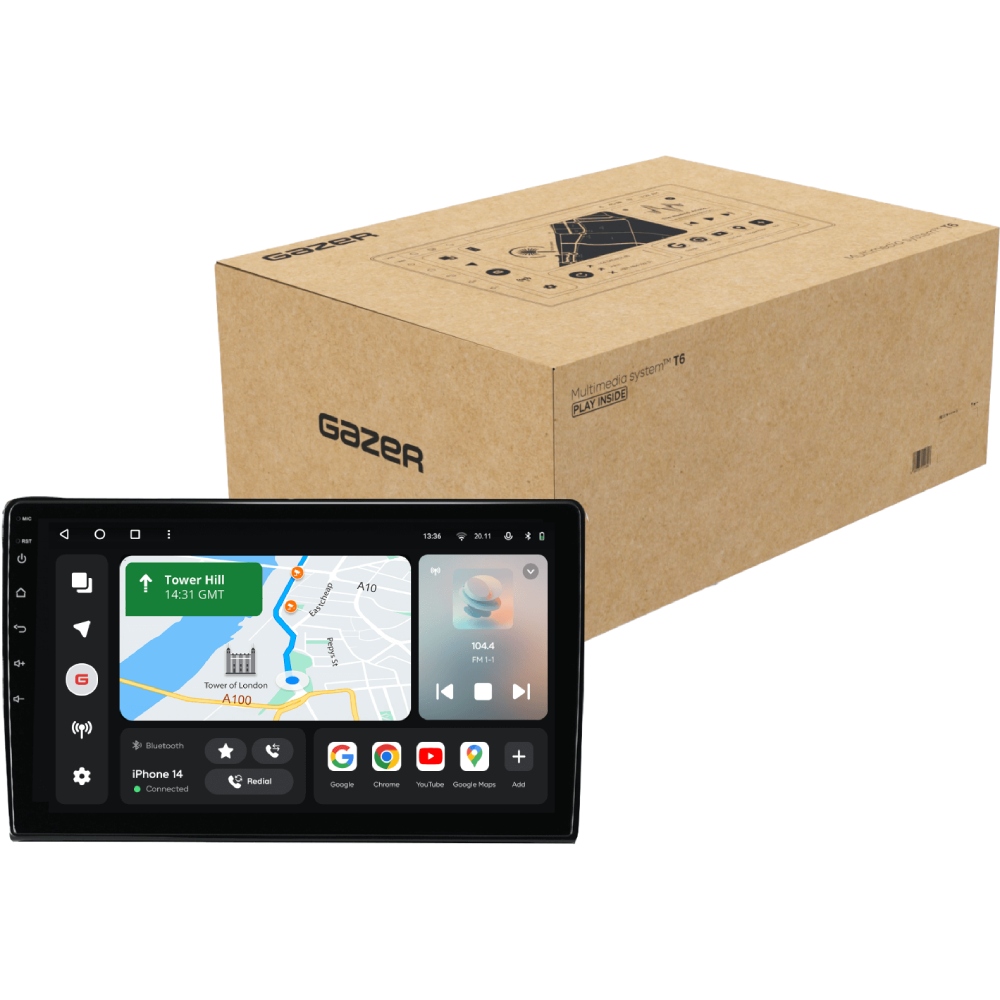 Автомагнітола GAZER T6509-D40 для Nissan Navara 3 D40 2004-2010 (78994) Додатково CarPlay; Android Auto; Мікрофон; Голосове керування; 4G (LTE); 3G; GPS модуль; ОЗП: 2 Гб; Вбудована пам'ять: 32 Гб; Розділення екрану; швидке пробудження; Голосове керування; Підтримка IPAS; Підтримка PDC; Підтримка TPMS