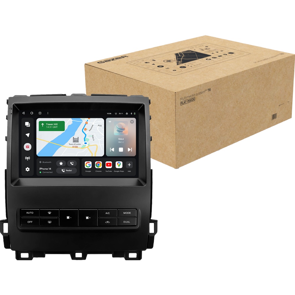 Автомагнітола GAZER T6509-J120 для Lexus GX470 J120 2002-2009 (79022) Додатково CarPlay; Android Auto; Мікрофон; Голосове керування; 4G (LTE); 3G; GPS модуль; ОЗП: 2 Гб; Вбудована пам'ять: 32 Гб; Розділення екрану; швидке пробудження; Голосове керування; Підтримка IPAS; Підтримка PDC; Підтримка TPMS