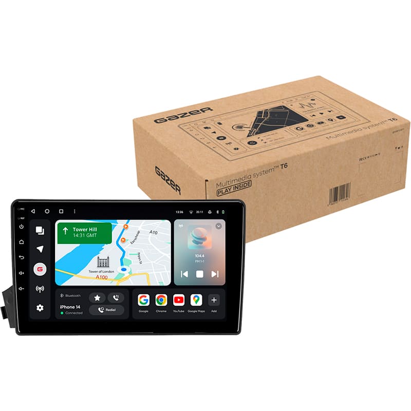 Автомагнитола GAZER T6009-SUT PRO (79942) Дополнительно CarPlay; Android Auto; Микрофон; Голосовое управление; 4G (LTE); 3G; GPS-модуль; ОЗУ: 4 Гб, Встроенная память: 64 Гб; Разделение экрана; Быстрое пробуждение; Поддержка IPAS; Поддержка PDC; Поддержка TPMS