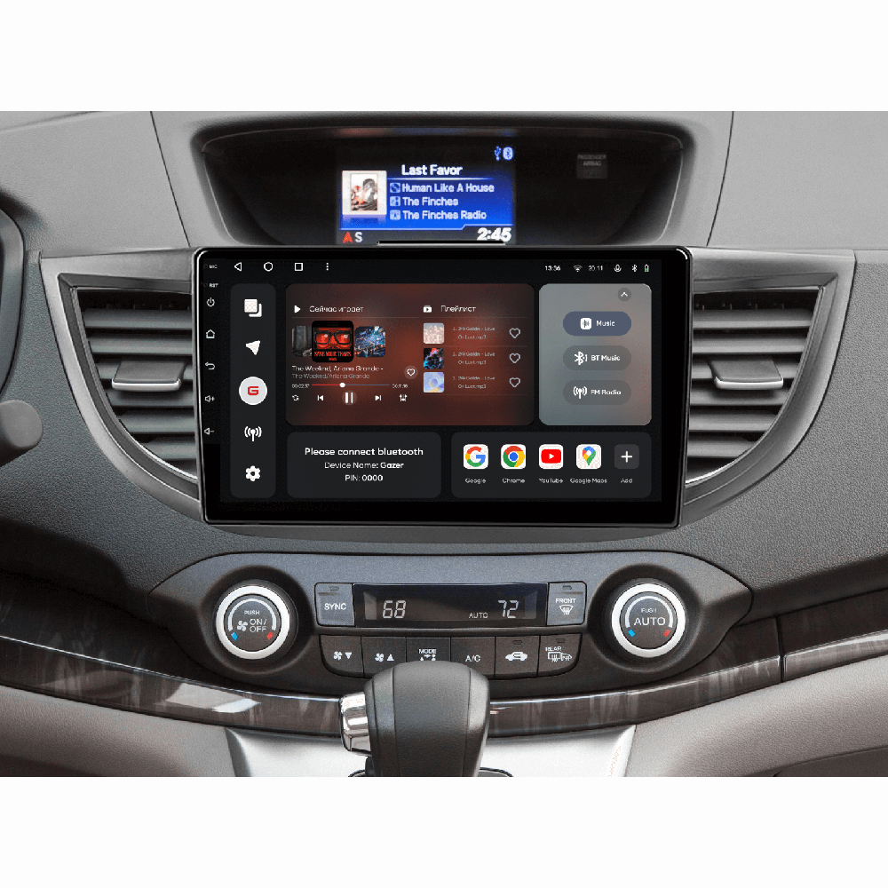 Автомагнитола GAZER T6010-RM/H для Honda CR-V 4 (RM, RE) 2011-2018 Дополнительно CarPlay; Android Auto; Голосовое управление; 4G; 3G; Разделение экрана; Быстрое пробуждение; Поддержка штатных камер; RAM: 2 Гб; ROM: 32 Гб; Внешний микрофон в комплекте; 2x CVBS / AHD 1920x1080, 2x SIM, внутренний и внешний слоты