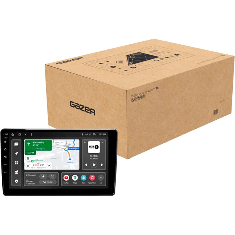 Автомагнітола GAZER T6009-T9/L PRO (79972) Додатково CarPlay; Android Auto; Мікрофон; Голосове керування; 4G (LTE); 3G; GPS модуль; ОЗУ: 4 Гб; Вбудована пам'ять: 64 Гб; Розділення екрану; Швидке пробудження; Підтримка IPAS; Підтримка PDC; Підтримка TPMS