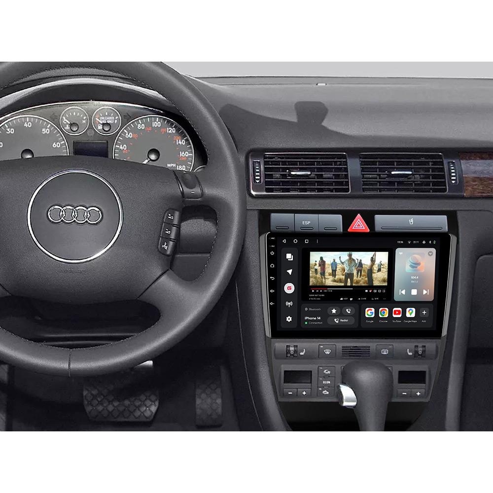 Автомагнітола GAZER T6009-C5 PRO для Audi A6 2 1997-2004, S6 2 1999-2004, RS6 1 2002-2006 Додатково CarPlay; Android Auto; Мікрофон; Голосове керування; 4G (LTE); 3G; GPS модуль; Матриця: QLED; ОЗП: 4 Гб; Вбудована пам'ять: 64 Гб; Розділення екрану; Швидке пробудження; Голосове керування; Підтримка IPAS, PDC, TPMS; Підтримка штатних камер