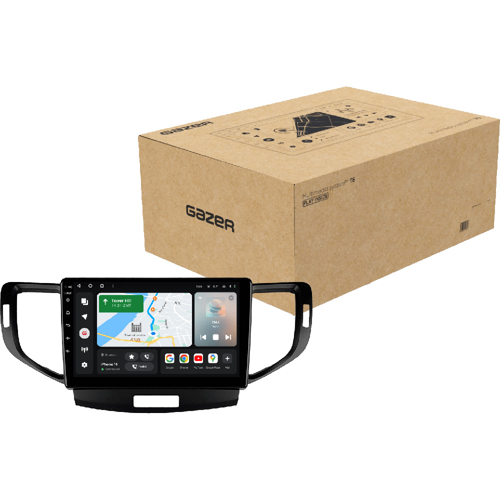 Автомагнітола GAZER T6009-CU PRO для Honda Accord 8 2008-2012 Додатково CarPlay; Android Auto; Мікрофон; Голосове керування; 4G (LTE); 3G; GPS модуль; Матриця: QLED; ОЗП: 4 Гб; Вбудована пам'ять: 64 Гб; Розділення екрану; Швидке пробудження; Голосове керування; Підтримка IPAS, PDC, TPMS; Підтримка штатних камер