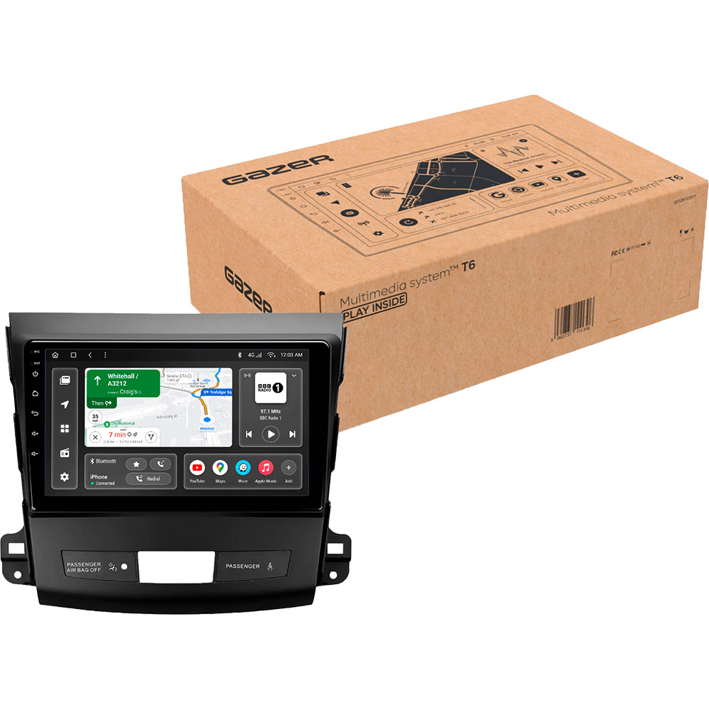 Автомагнітола GAZER T6009-CW/L PRO для Peugeot 4007 2007-2012 Додатково CarPlay; Android Auto; Мікрофон; Голосове керування; 4G (LTE); 3G; GPS модуль; Матриця: QLED; ОЗП: 4 Гб; Вбудована пам'ять: 64 Гб; Розділення екрану; Швидке пробудження; Голосове керування; Підтримка IPAS, PDC, TPMS; Підтримка штатних камер
