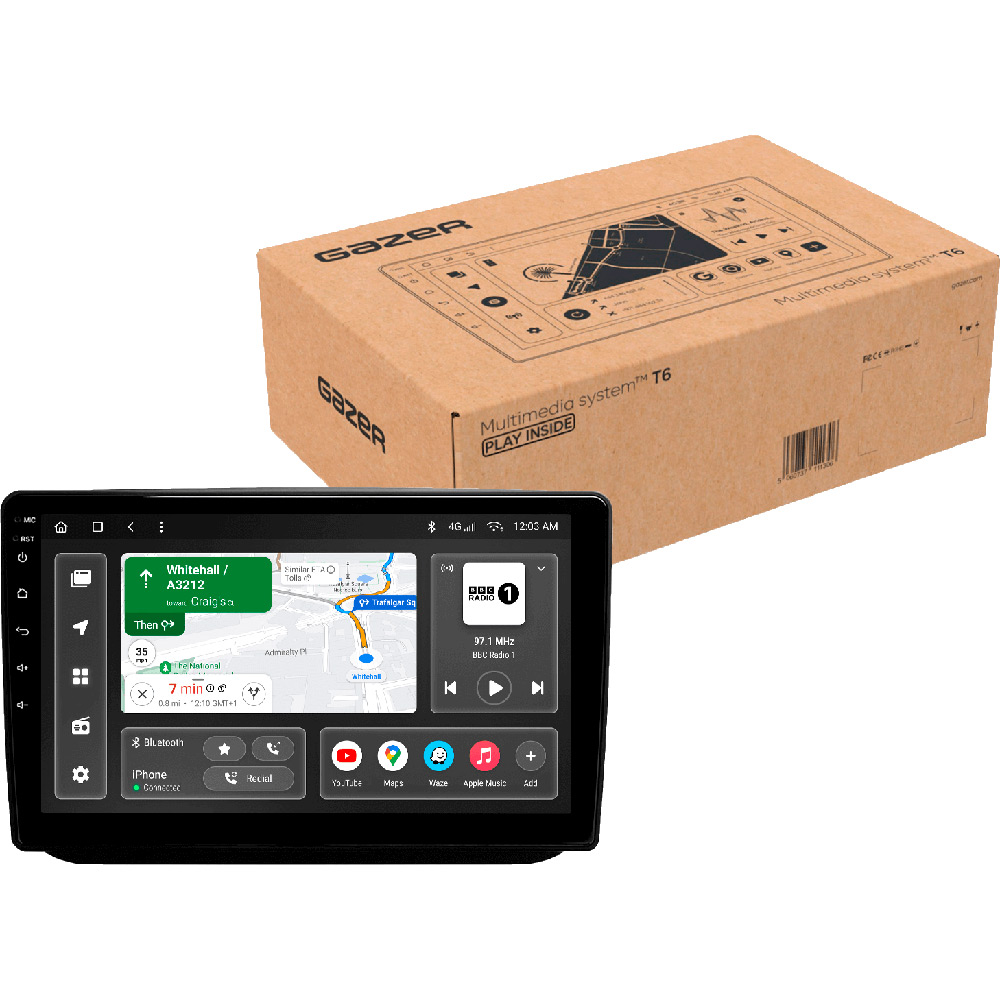 Автомагнитола GAZER T6010-5J PRO для Skoda Fabia 2 (5J) 2007-2014 Дополнительно CarPlay; Android Auto; Микрофон; Голосовое управление; 4G (LTE); 3G; GPS-модуль; Матрица: QLED; ОЗУ: 4 Гб; Встроенная память: 64 Гб; Разделение экрана; Быстрое пробуждение; Голосовое управление; Поддержка IPAS, PDC, TPMS; Поддержка штатных камер