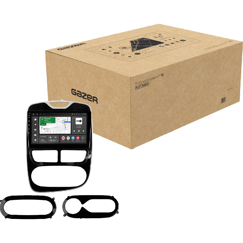 Автомагнітола GAZER T6010-BH PRO для Renault Clio 4 (BH98, KH98) 2012-2015 Додатково CarPlay; Android Auto; Мікрофон; Голосове керування; 4G (LTE); 3G; GPS модуль; Матриця: QLED; ОЗП: 4 Гб; Вбудована пам'ять: 64 Гб; Розділення екрану; Швидке пробудження; Голосове керування; Підтримка IPAS, PDC, TPMS; Підтримка штатних камер