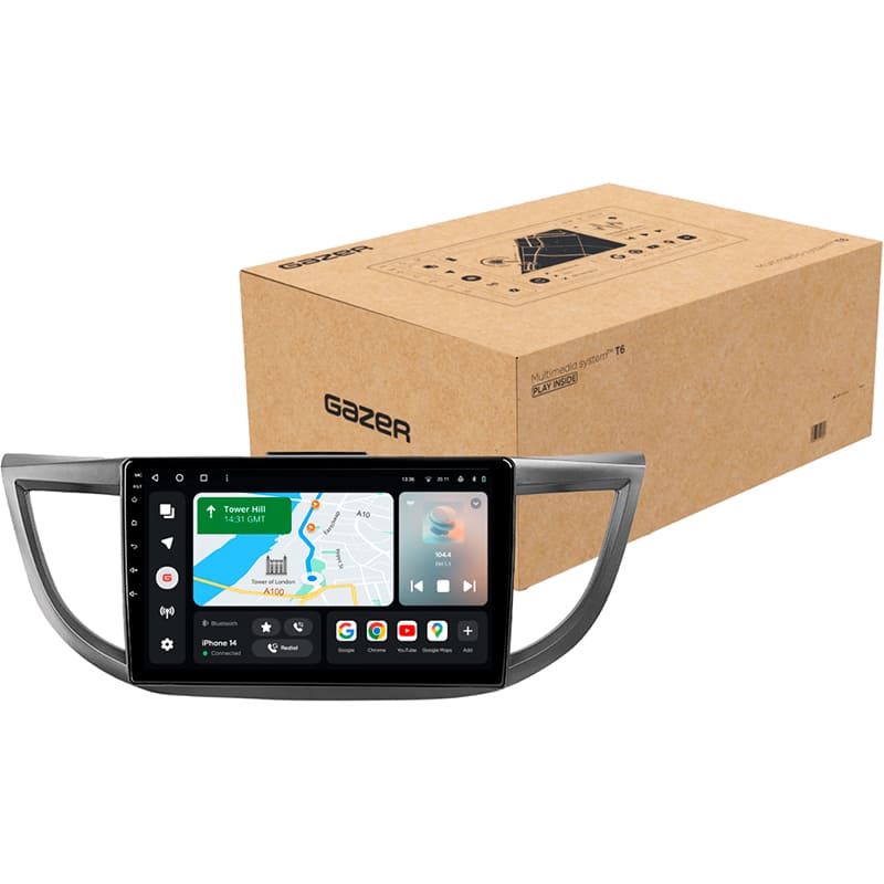 Автомагнітола GAZER T6010-RM/E PRO (80425) Додатково CarPlay; Android Auto; Мікрофон; Голосове керування; 4G (LTE); 3G; GPS модуль; ОЗУ: 4 Гб; Вбудована пам'ять: 64 Гб; Розділення екрану; Швидке пробудження; Підтримка IPAS; Підтримка PDC; Підтримка TPMS