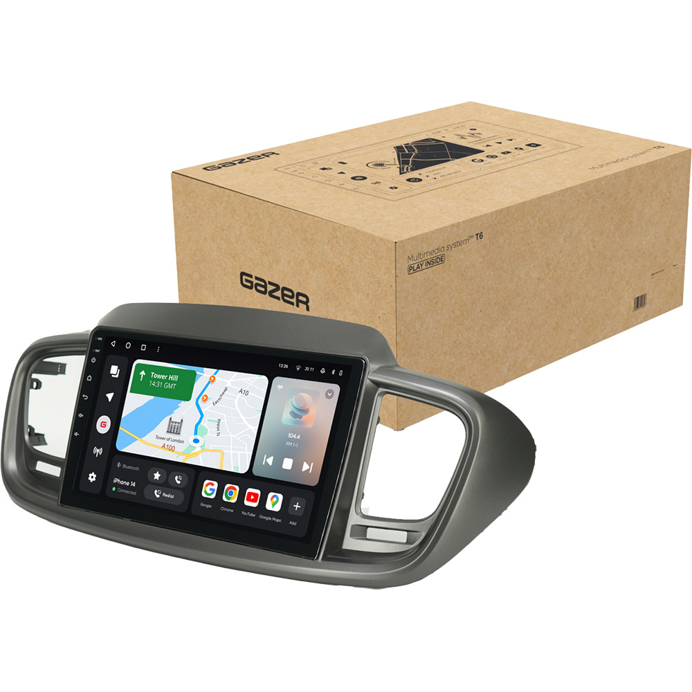 Автомагнітола GAZER T6010-UM/H PRO для Kia Sorento 3 (UM) 2014-2017 Додатково CarPlay; Android Auto; Мікрофон; Голосове керування; 4G (LTE); 3G; GPS модуль; Матриця: QLED; ОЗП: 4 Гб; Вбудована пам'ять: 64 Гб; Розділення екрану; Швидке пробудження; Голосове керування; Підтримка IPAS, PDC, TPMS; Підтримка штатних камер