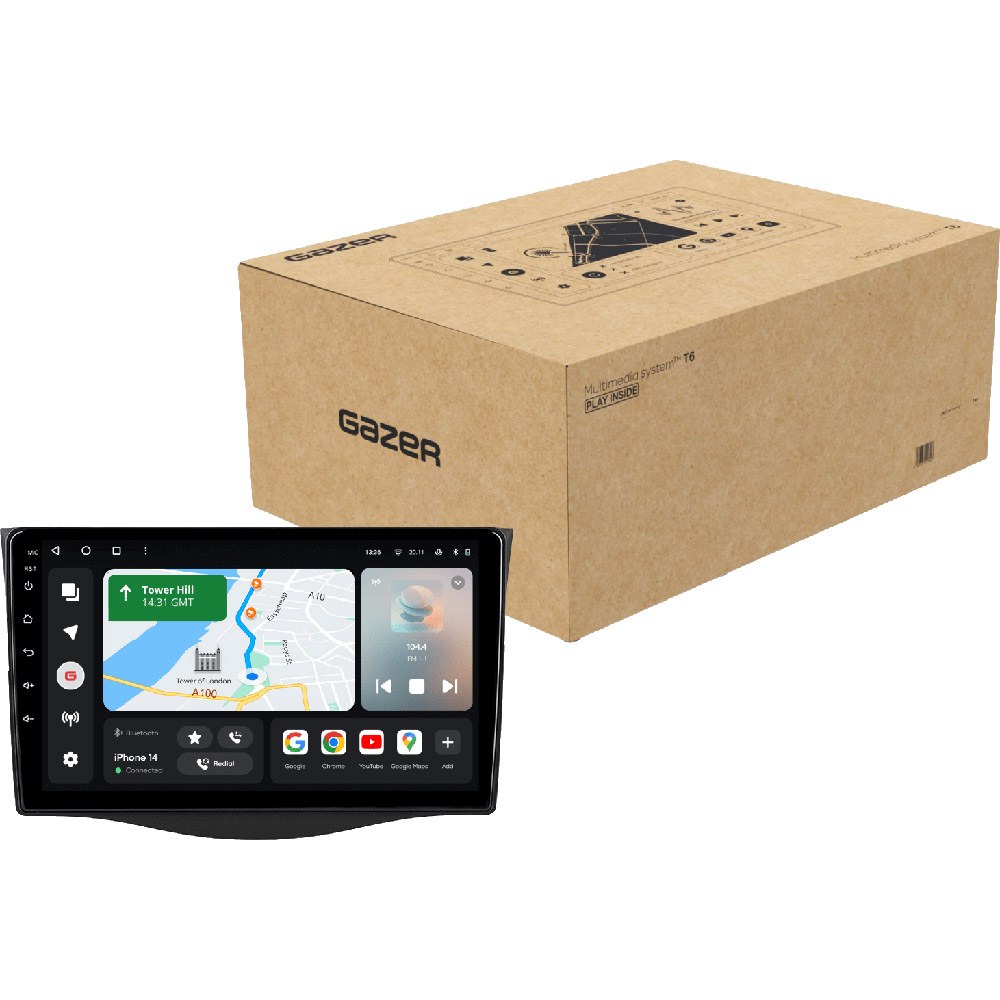 Автомагнитола GAZER T6010-XA30 PRO для Toyota RAV4 3 (XA30) 2005-2013 Дополнительно CarPlay; Android Auto; Микрофон; Голосовое управление; 4G (LTE); 3G; GPS-модуль; Матрица: QLED; ОЗУ: 4 Гб; Встроенная память: 64 Гб; Разделение экрана; Быстрое пробуждение; Голосовое управление; Поддержка IPAS, PDC, TPMS; Поддержка штатных камер