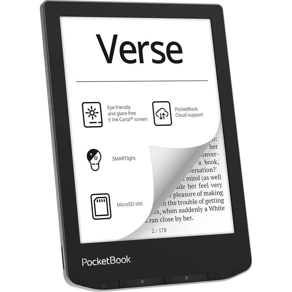 Електронна книга POCKETBOOK Verse Mist Grey (PB629-M-CIS) Сенсорний екран True