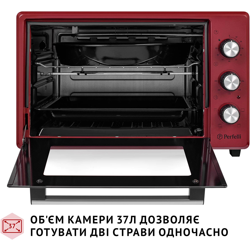 Электропечь PERFELLI MIRAGE 37 RED Мощность 1400