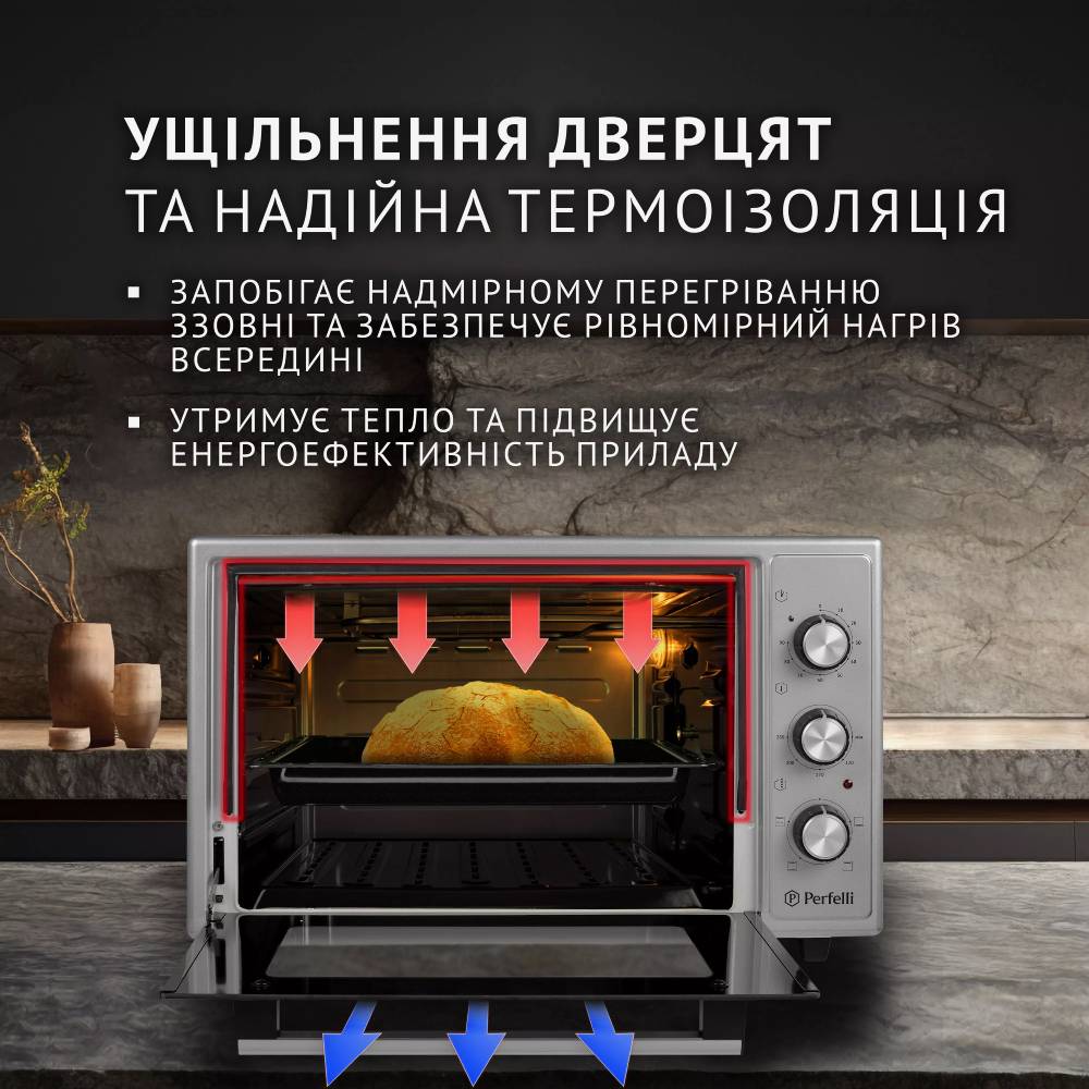 Электропечь PERFELLI MIRAGE 37 GREY Объем 37