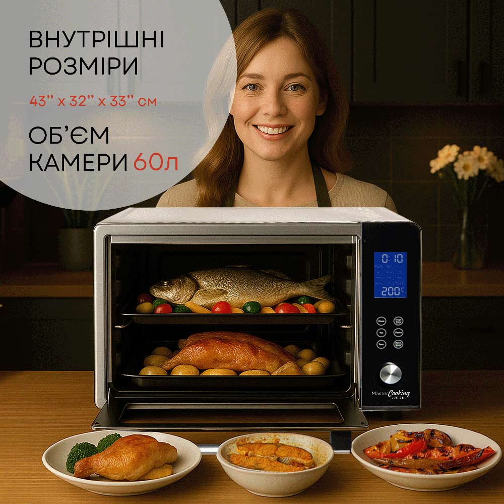 Электропечь LIBERTON LEO-601E Silver Мощность 2200