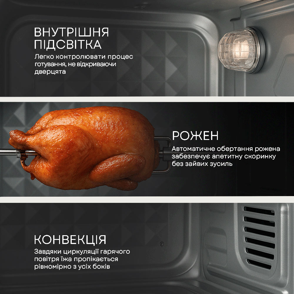 Электродуховка LIBERTON LEO-501E Inox (17801) Максимальная температура нагрева 250