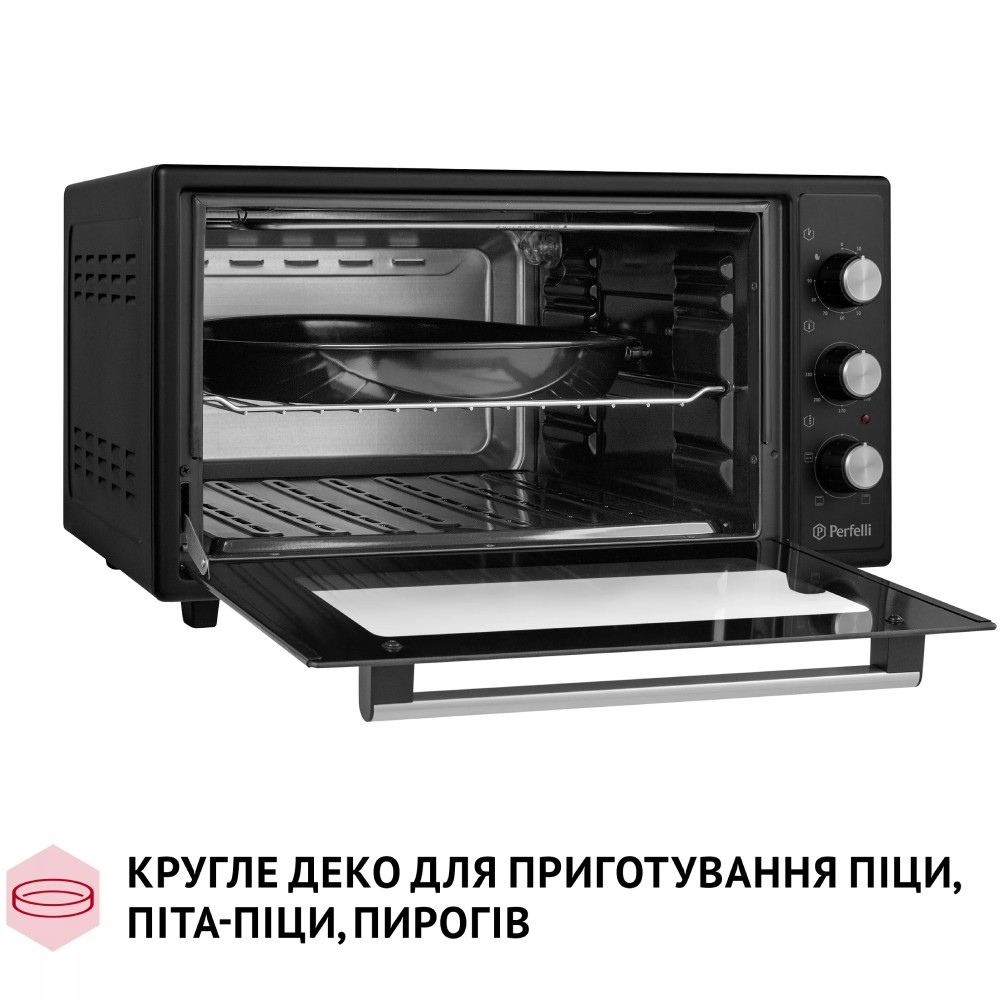 Электропечь PERFELLI MIRAGE 48 BLACK Максимальная температура нагрева 280